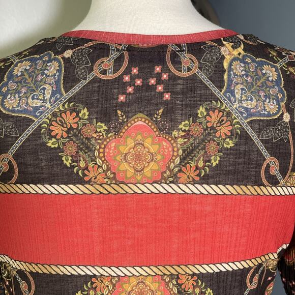 Zara Trafaluc Women’s Peplum Top Multi Color Floral Short Sleeve Stretch Sz S - Picture 6 of 6